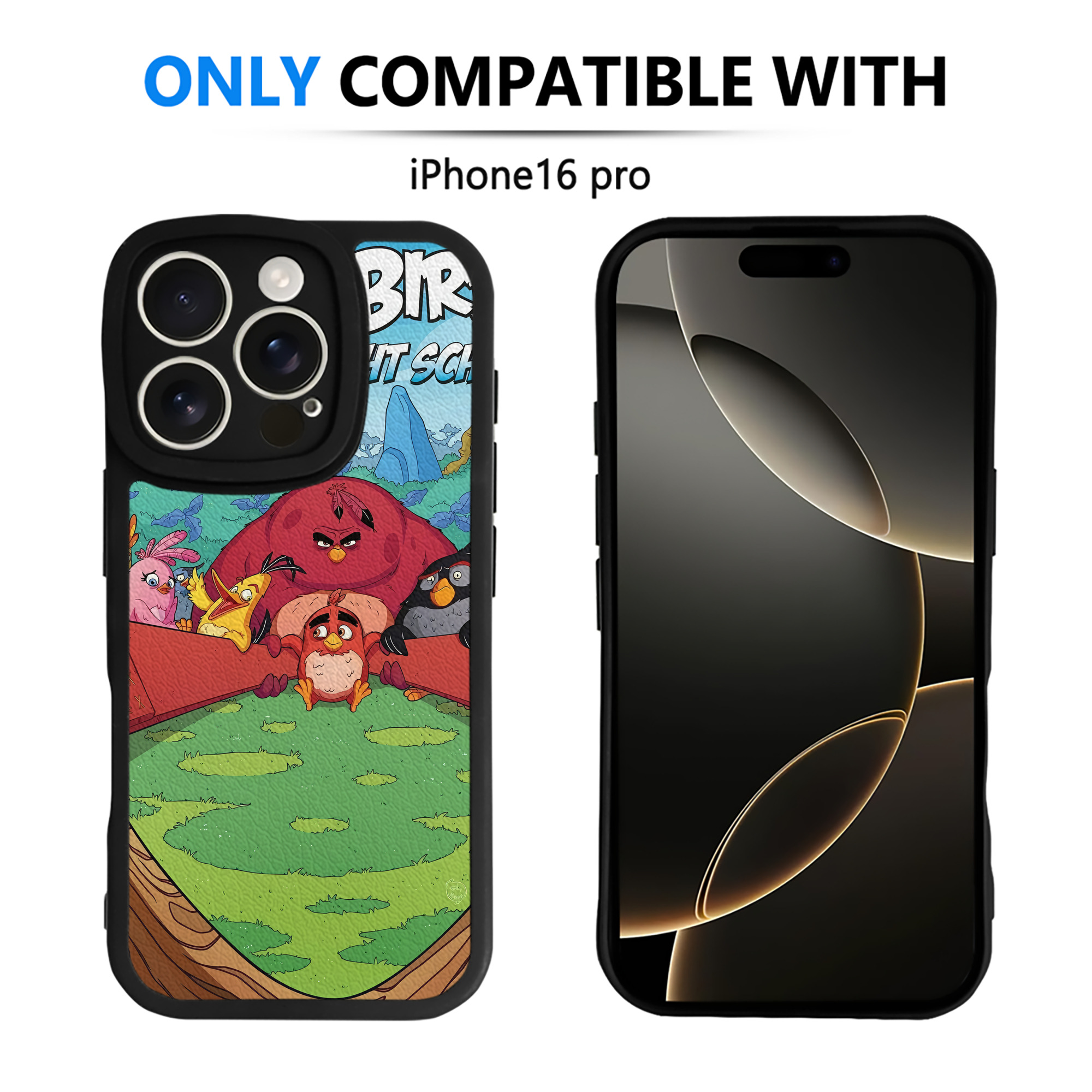 （画像用） Angry Birds アングリーバード 【iPhone 16シリーズ対応】シリコンスマホケース（レザー調） 材質：シリコン